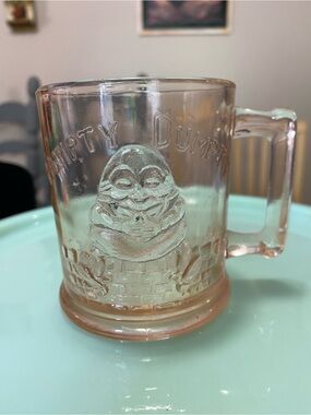 Vintage Clear Pink Glass 'Dumpy' Character Mug - Home Dining